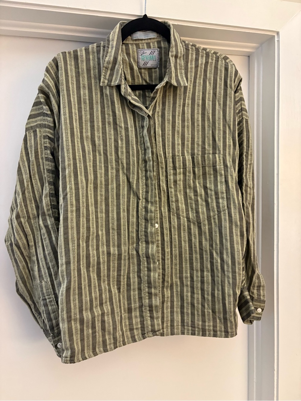 Vintage Generra Collection Striped Button Down Shirt Men’s L 100% Cotton 90s Gru